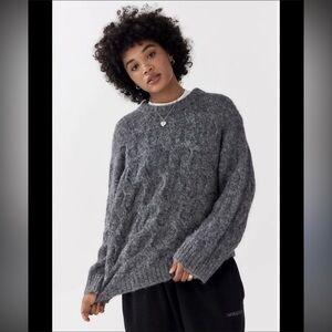 Urban Outfitters Wool Blend Crewneck Sweater Jumper Grey Oversized Boxy Chunky S